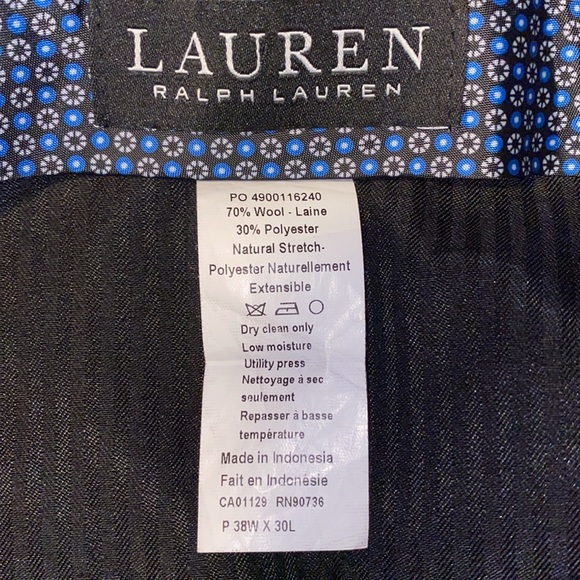 Lauren Ralph Lauren Men's Gray Classic-Fit Wool Stretch Dress Pants Size 38W 30L - Picture 8 of 8